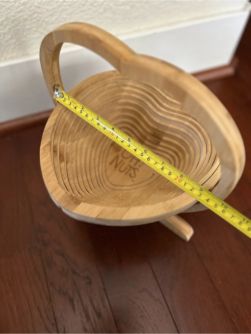 OH! Nuts Heart Shaped Collapsible Wooden Basket Tray Trivet Bamboo